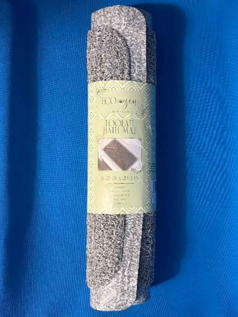 NEW ~ ECO ZEN ~ LOOFAH SLIP RESISTANT & FAST DRYING BATH / TUB MAT GREY & WHITE